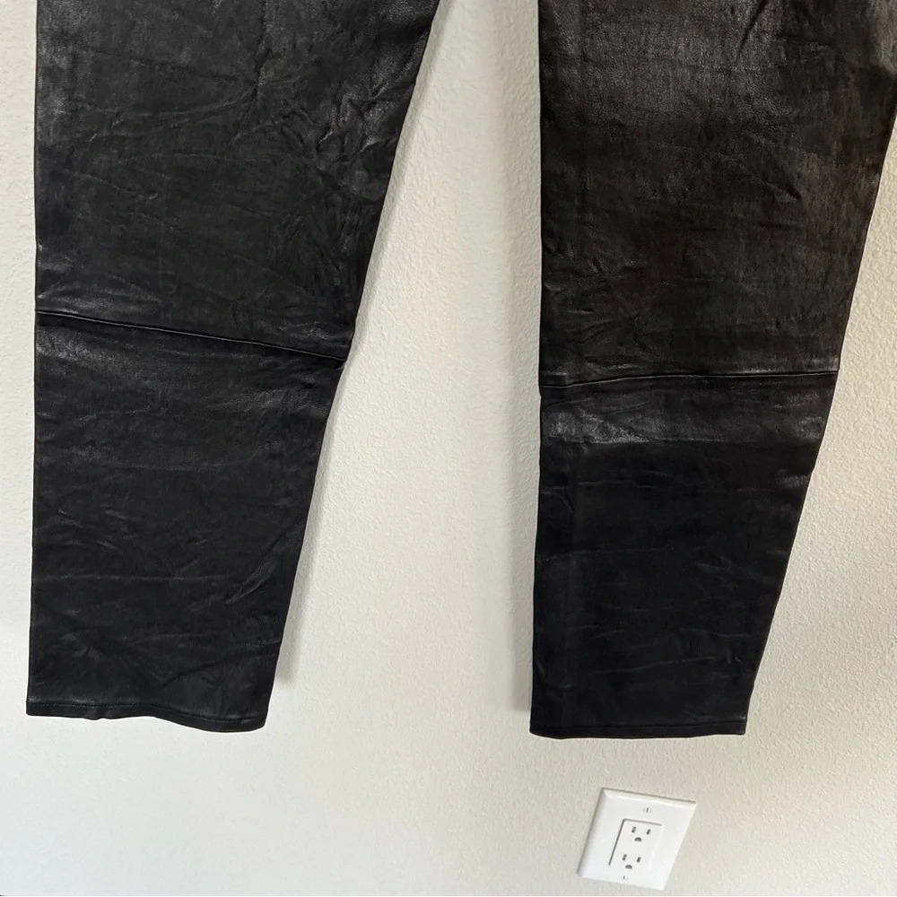 NWOT PAIGE Jacqueline Straight Jeans Black Leather Casual Biker Women’s Moto 27 - Picture 11 of 14